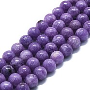 Natural Lepidolite/Purple Mica Stone Beads Strands, Round, 8mm, Hole: 1.2mm, about 51pcs/strand, 15.75''(40cm)(G-P457-C03-09)