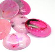 Oval Dyed Natural Crackle Agate Cabochons, Hot Pink, 40x30x6~8mm(G-R349-30x40-05)