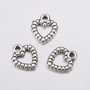 Heart Tibetan Style Alloy Charms, Lead Free and Cadmium Free, Antique Silver, about 9.5mm wide, 11mm long, hole: 1mm(AC0324)