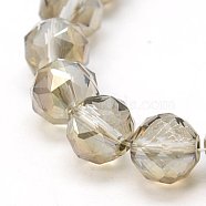 Electroplate Glass Beads Strands, Full Pearl Luster Plated, Faceted, Round, Tan, 10mm, Hole: 1mm(EGLA-J015-10mm-WLS17)