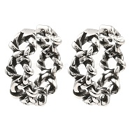 316 Surgical Stainless Steel Hoop Earrings, Antique Silver, 15x16x6mm(EJEW-D096-02A-AS)