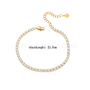 Fashion Stainless Steel with Clear Cubic Zirconia Cup Chain Bracelets for Women, Golden, 8-1/4 inch(21cm)(NT8891-1)