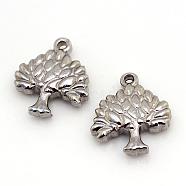 201 Stainless Steel Pendants, Tree, Stainless Steel Color, 16x14x3mm, Hole: 1mm(STAS-S046-32)