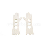 Undyed DIY Wooden Mitten Blockers Display, Hand Knitting Gloves Molds, with Hollow Heart Patern, Floral White, 32x13.8x0.25cm, Hole: 9mm(DIY-WH0265-95B)