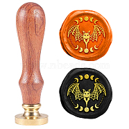 Halloween Wax Seal Stamp Set, Sealing Wax Stamp Solid Brass Head with Wood Handle, for Envelopes Invitations, Gift Card, Bat, 83x22mm, Stamps: 25x14.5mm(AJEW-WH0208-1383)