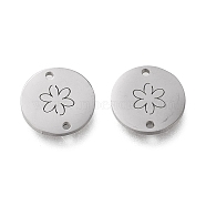 304 Stainless Steel Links Connectors, Laser Cut, Flat Round with Flower, Stainless Steel Color, 12x1mm, Hole: 1.2mm(STAS-I156-12P)