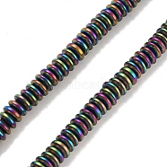 Electroplated Synthetic Non-magnetic Hematite Beads Strands, Saucer Beads, Rainbow Plated, 4~4.5x1.5mm, Hole: 1mm, about 258pcs/strand, 16.14''(41cm)(G-P545-A01-01G)