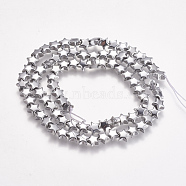 Electroplate Non-magnetic Synthetic Hematite Beads Strands, Star, Platinum Plated, 6x6x3mm, Hole: 0.5mm, about 86pcs/strand, 15.5 inch(G-K239-20A)