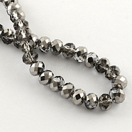 Electroplate Transparent Faceted Rondelle Glass Bead Strands, Silver Plated, 2.5x2mm, Hole: 0.8mm, about 168~170pcs/strand(EGLA-S097-2mm-08)