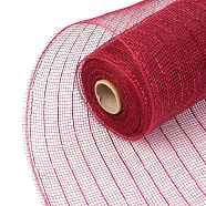 Deco Mesh Ribbons, Tulle Fabric, with Metallic Silk, for Christmas Party Decoration, Skirts Decoration Making, Dark Red, 10-1/4 inch(260mm), 10 yards/roll(91.44m/roll)(OCOR-B001-01D)