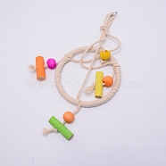 Wooden Swing, with Iron Ring & Cotton Ropes, Moon, BurlyWood, 330x135mm(X-AJEW-WH0017-65)