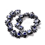 Handmade Porcelain Beads, Fish, Dark Blue, 17~18x21~22x7~7.5mm, Hole: 2mm(PORC-G002-54B)