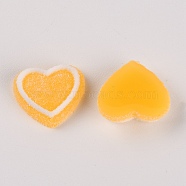 Resin Cabochons Accessories, Frosted, Imitation Berry Candy, Heart, Orange, 15x17x5.5mm(RESI-TAC0007-10E)