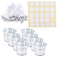 Candle Making Tool Sets, with Tinplate Bucket, Candle Wick and Double-faced Self-adhesive Paper Stickers, Mixed Color, 50.5x42mm, 12pcs(DIY-PH0004-39)