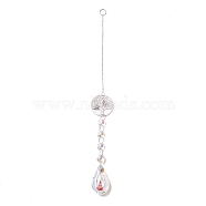 Hanging Suncatcher, Iron & Faceted Glass Pendant Decorations, with Jump Ring, Tree of Life, Clear AB, 350x1mm, Hole: 11mm(HJEW-D002-06P)