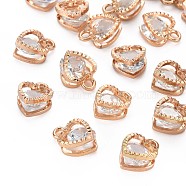 Heart Alloy Charms, with Cubic Zirconia, Light Gold, 12x8.5x5mm, Hole: 1mm(X-ZIRC-R007-043A-03KC)