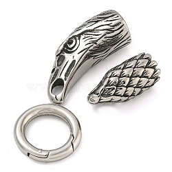 Tibetan Style 304 Stainless Steel Spring Gate Rings, Manual Polishing, Antique Silver, 64mm(FIND-Z046-06AS-06)