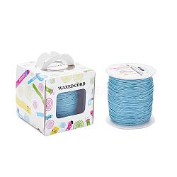 Waxed Cotton Cords, Light Steel Blue, 1mm, about 100yards/roll(91.44m/roll), 300 feet/roll(YC-JP0001-1.0mm-168)