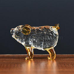 Glass Chinese Zodiac Figurines Statues for Home Office Desktop Feng Shui Ornament, Pig, 85.3x27.1x62.5mm(PW-WGC1701-11)