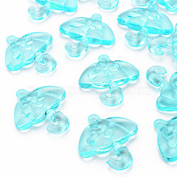 Transparent Acrylic Pendants, Umbrella with Bowknot, Light Blue, 42.5x38x7.5mm, Hole: 3x3.5mm, about 109pcs/500g(TACR-T024-01B-946)