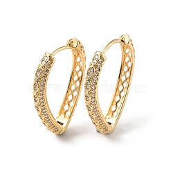 Clear Cubic Zirconia Teardrop Hoop Earrings, Brass Jewelry for Women, Cadmium Free & Lead Free, Real 18K Gold Plated, 29x22.5x4mm, Pin: 1mm(EJEW-P227-07G)