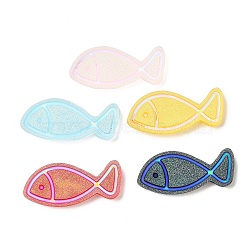 Translucent Resin Cabochons, AB Color Plated, Fish, Mixed Color, 19.5x44x5mm(CRES-Z001-14)