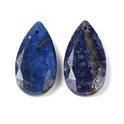 Natural Lapis Lazuli Pendants, Faceted Teardrop Charms, 24.5x13x4mm, Hole: 1mm(X-G-M440-01C)