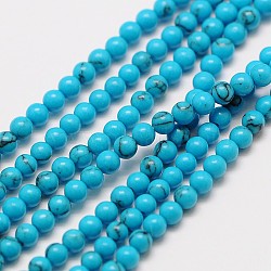 Synthetic Chinese Turquoise Bead Strands, Round, 2mm, Hole: 0.8mm, about 184pcs/strand, 16 inch(G-A130-2mm-L06)