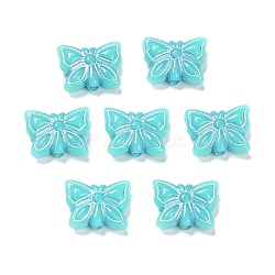 Opaque Acrylic Beads, Metal Enlaced, Butterfly, Turquoise, 11x14.5x5mm, Hole: 1.8mm, about 740pcs/500g(OACR-G016-08J)