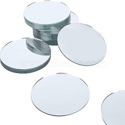 Flat Round Shape Glass Mirror, for Folding Compact Mirror Cover Molds, White, 76x1.5mm(GLAA-FH0001-07)