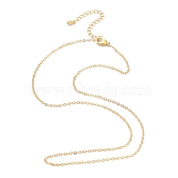 Brass Chain Necklacess, with Brass End Chain, Long-Lasting Plated, Cadmium Free & Lead Free, Real 18K Gold Plated, 16.3 inch(41.3cm)(KK-P205-01G)