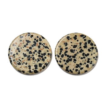Natural Dalmatian Jasper Pendants, Flat Round Charms, 29.5~30x3mm, Hole: 1.6mm