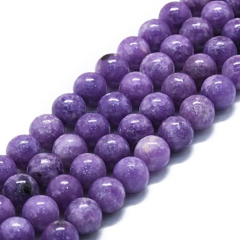 Natural Lepidolite/Purple Mica Stone Beads Strands, Round, 8mm, Hole: 1.2mm, about 51pcs/strand, 15.75''(40cm)