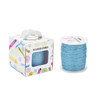 Waxed Cotton Cords, Light Steel Blue, 1mm, about 100yards/roll(91.44m/roll), 300 feet/roll