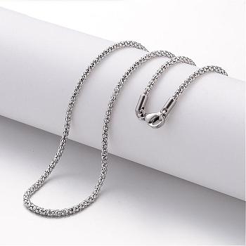 304 Stainless Steel Necklace, Popcorn Chains, with Lobster Clasps, Stainless Steel Color, 17.72 inch(450mm), 2.4mm