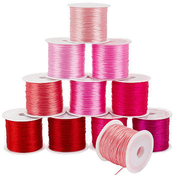 Elite 11 rolls 11 colors Flat Elastic Crystal String, Elastic Beading Thread, for Stretch Bracelet Making, Mixed Color, 0.8mm, about 1 roll/color