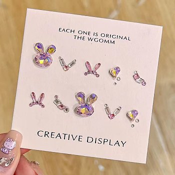Nail Art Decoration Accessories Kits, including  Glass Rhinestone Cabochons, Iron Findings, Acryic Cabochons, Violet, 2~14.5x2~12x3.5~5mm, Box: 44x16mm