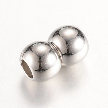 Acrylic Magnetic Clasps, Double Round, Platinum, 18x11mm, Half Hole: 5mm