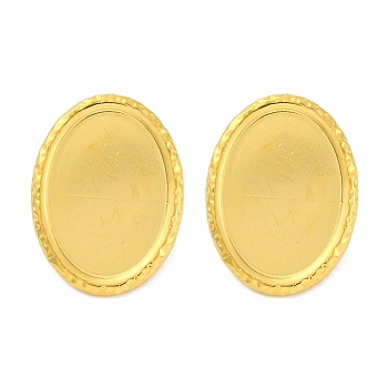 Ion Plating(IP) 304 Stainless Steel Oval Stud Earrings, Real 18K Gold Plated, 24x18mm