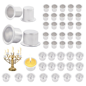 50Pcs 2 Style Aluminum Candle Cup, for Jar Candle Accessories, Hat Shape, Platinum, 1.5~1.8x1.8~2.7cm, Inner Diameter: 1.2~2cm, 25pcs/style
