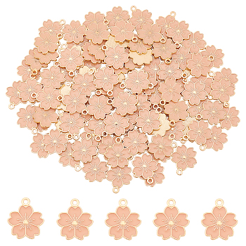 Alloy Enamel Pendants, Sakura Flower, Golden, 20.5x17.5x1.5mm, Hole: 2mm, 100pcs/box