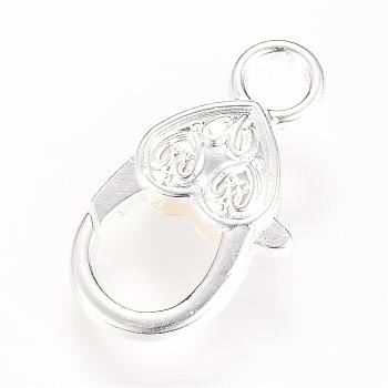 Alloy Lobster Claw Clasps, Silver Color Plated, 27x14x6mm, Hole: 4mm