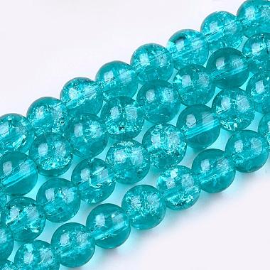 6mm DeepSkyBlue Round Crackle Glass Beads
