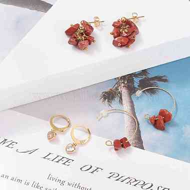 3 Pairs 3 Style Natural Red Jasper Chips Beaded Cluster Dangle Stud & Leverback Earrings(EJEW-JE04895-01)-2