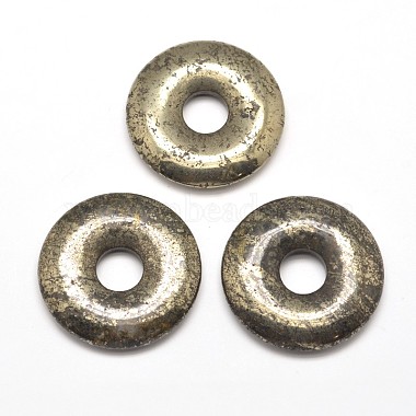 Donut/Pi Disc Natural Pyrite Pendants(G-I125-33C)-2