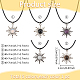 5Pcs 5 Colors Alloy Sun with Resin Pendant Necklaces Set with Wax Cords(NJEW-AN0001-74)-2