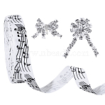 Polyester Ribbons, Musical Note, White, 5/8 inch(16mm), about 20.00 Yards(18.29m)/Roll(SRIB-WH0011-437B)