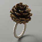 Pine Cone Napkin Rings, with Wood Napkin Holder Adornment, Restaurant Daily Accessaries, Coconut Brown, 92.5mm, Inner Diameter: 38mm(AJEW-WH0332-85)