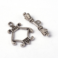 Tibetan Style Alloy Toggle Clasps, Cadmium Free & Lead Free, Rhombus, Antique Silver, Rhombus: about 23mm long, 18mm wide, Bar: about 25.5mm long, 5mm wide, hole: 2mm(X-LF5127Y)