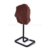 Natural Red Jasper Display Decorations, Rough Raw Stone, with Spray Painted Iron Findings, Nuggets, 111~158mm(G-N0236-040A-02)